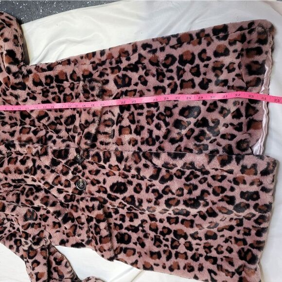 NEW‎ Steve Madden faux fur vegan pink leopard mob wife jacket coat M - Picture 9 of 12